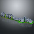 Gray Stone Wall Decorative Ornament With Green Moss And Broken Gaps For Home Decor