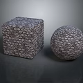 Handmade Wood Stone Cube And Sphere With Intricate Natural Texture Design
