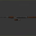 Assault Rifle With Wooden Stock And Silver Metal Components 3D Rendered