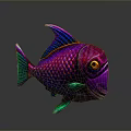 Colorful Aquatic Fish With Vibrant Purple Blue Green Scales And Artistic Design