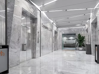 modern elevator hall office elevator room 3d model