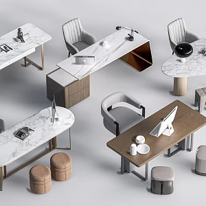 Desk and Chair Combination Study Desk and Chair Office Desk and Chair 3d model