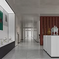 Modern Cultural Center Interior Design With Glass Showcases White Pedestals And Cultural Relics