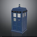 Blue Police Box With Top Light Police Telephone Sign And Windows