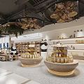 Cultural and Creative Products Specialty Store With Panda Dolls Display Shelves Jars And Decorative Chandeliers