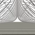 Modern Pergola With Curved Roof Grid Metal Frame And Geometric Architectural Design