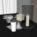 Modern Inflatable Decorative Piece With Transparent Cylinder And Lit Candle On Table