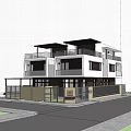 Modern Two Story Detached Villa Exterior With Balcony Greenery And Fence Design