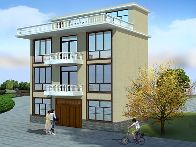 3-storey building 3d model