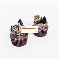 Tasty Dark Brown Cupcakes With Chocolate Cream Frosting Oreo Cookies And Berries