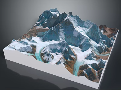 Mountain Terrain Featuring Snowy Peaks Glaciers Rocky Slopes And Deep Valleys 3d model