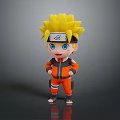 Cartoon Man With Yellow Spiky Hair And Headband In Orange Outfit Standing Pose