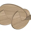 Modern Minimalist Wooden Leisure Chair With Curved Wood Structure And Natural Wood Grain
