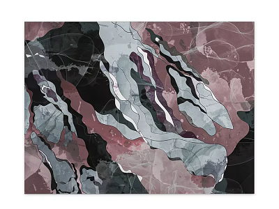 Modern Abstract Square Rug With Artistic Patterns And Pink Black Gray Tones 3d model