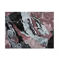 Modern Abstract Square Rug With Artistic Patterns And Pink Black Gray Tones