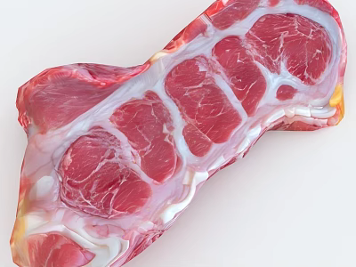 Fresh Raw Bone In Meat Rib With Marbled Fat And Red Juicy Texture 3d model