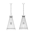 Modern Conical Pendant Lights With Wire Frame And Chain Suspension Design
