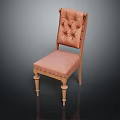 Wooden Chair With Pink Tufted Fabric Backrest And Slender Legs