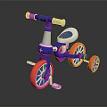 Blue And White Toddler Tricycle With Orange Rim Wheels For Kids Playtime