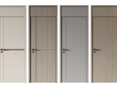 Modern Swing Door Designs With Wooden Light Gray And Beige Finishes For Contemporary Interior Spaces 3d model