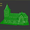 Detailed Miniature Stone Church Model With Spire Tower Arched Windows And Design