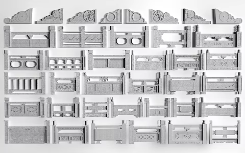Modern Stone Railing Stone Railing Stone Railing Stone Guardrail River Fence 3d model