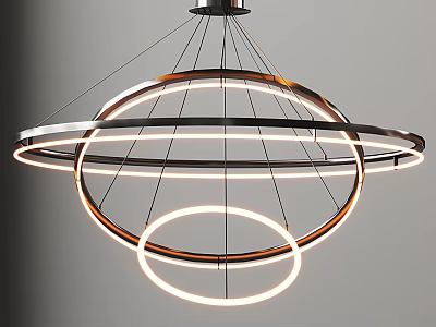 Modern Circular Ring Chandelier With Metal Frame And Illuminated LED Layers 3d model