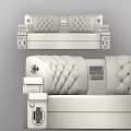 Modern White Leather Round Bed With Tufted Upholstered Backrest And Control Panel