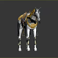 Ornate Decorative Horse Sculpture With Yellow Blue And Silver Artistic Details