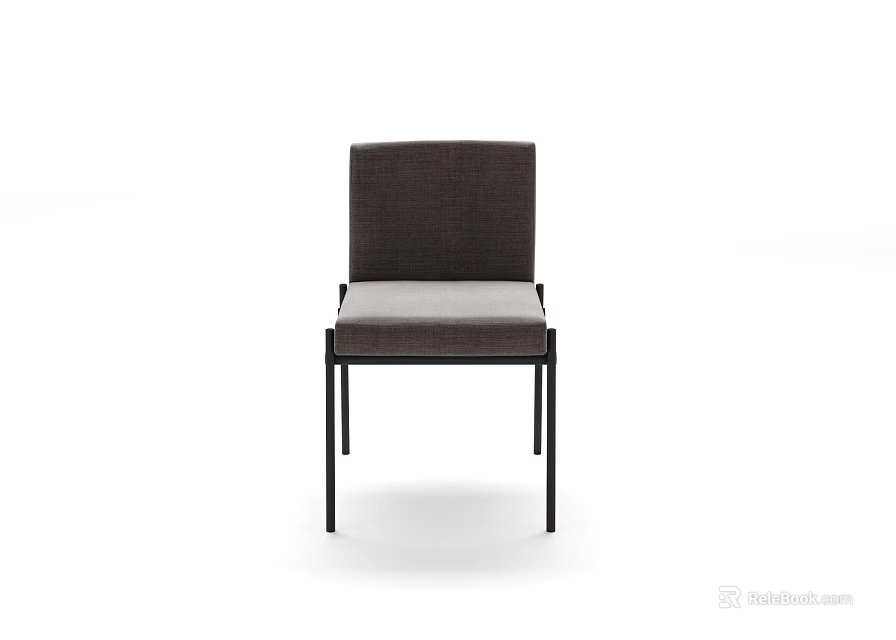 Minimalist Modern Dining Chair With Gray Upholstered Seat And Metal Legs 3d model 