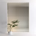Modern Grid Pattern Wall Interior Design With Green Plant Accent 3d model