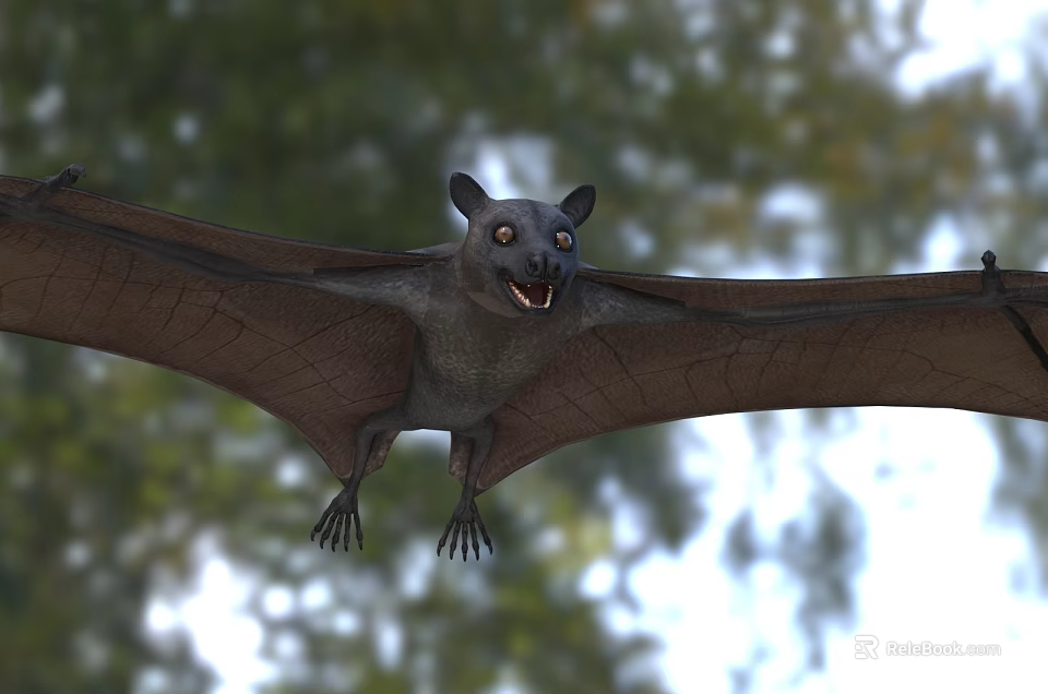 Flying Bat In Natural Forest Environment 3d model 