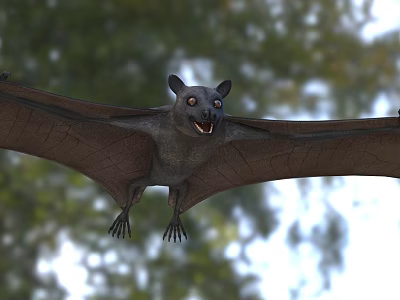Flying Bat In Natural Forest Environment 3d model