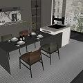 Modern Nakajima Dining Table and Chair Combination Sideboard 3d model