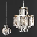 Elegant Crystal Chandelier Design With Transparent Glass Bars And Chrome Metal Frame
