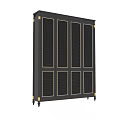 Black Classic Wardrobe with Gold Accents and Louvered Doors on Wheels
