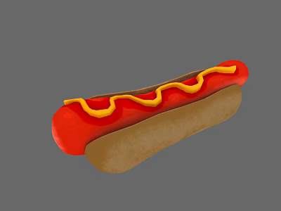 Delicious Hot Dog With Red Sausage Yellow Mustard And Brown Bun 3d model