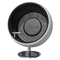 Modern Leisure Chair With Spherical Design Black Cushion Gray Frame And Metal Base