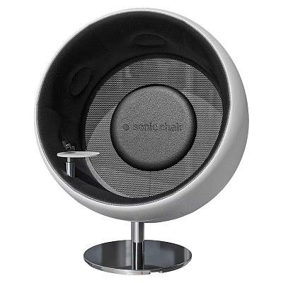 Modern Leisure Chair With Spherical Design Black Cushion Gray Frame And Metal Base 3d model
