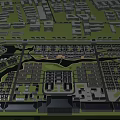 Aerial View Urban Planning Design With Road Network River Green Spaces And Building Clusters