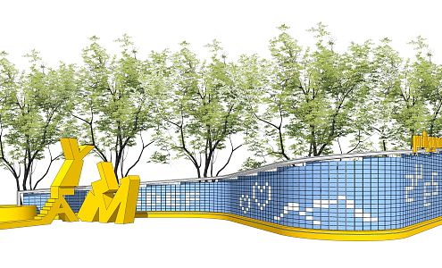 Modern landscape wall Children's interactive landscape wall Children's activity area Moving landscape wall 3d model