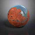 Realistic Mars Like Sphere Model With Red Surface Blue Regions And Craters 3d model