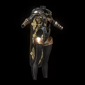 Intricate Black And Gold Armor With Ornate Patterns Metallic Texture And Leather Details