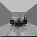 Modern Conference Room Interior With Table Chairs TV White Walls And Blue Accent Lines