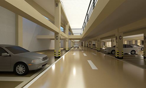 modern garage underground garage construction effect 3d model