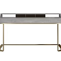 Elegant Modern Desk With Grey Top And Golden Metal Legs Design