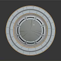 Circular Multi Layered Structure Design With White Exterior And Golden Trim