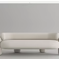 Modern Beige Fabric Multi seat Sofa With Rounded Arms And Sturdy Legs
