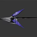 Futuristic Mechanical Sci Fi Device With Purple Wings And Geometric Metallic Sharp Design