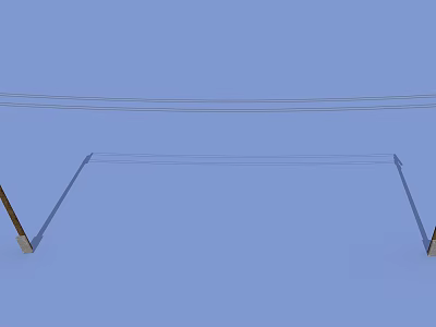 Road Infrastructure Featuring Electric Poles Overhead Wires And Road Surface Markings 3d model